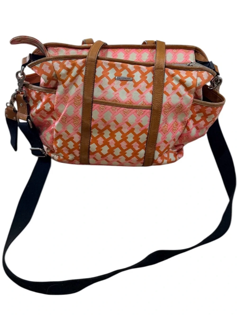 Rebecca Minkoff Marissa Large Tote Coated Canvas Leather Trim baby Travel Bag